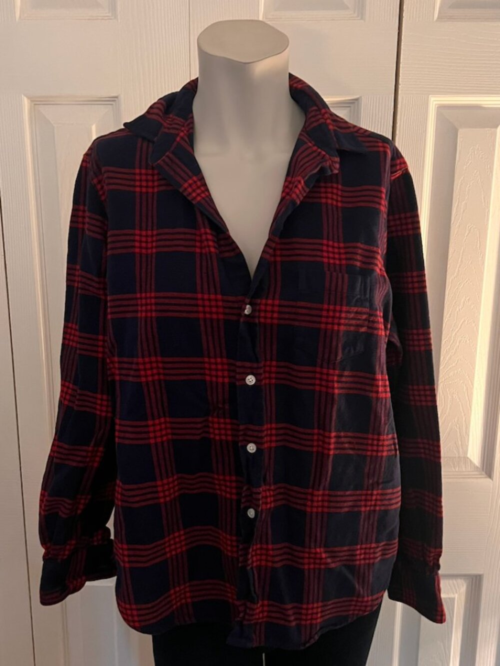 Frank & Eileen Red & Navy Plaid Flannel Button Down Shirt Size XS